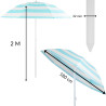 Parasol plażowy biało-niebieski, stalowy, z nachyleniem, średnica 180 cm, wysokość 200 cm, maszt 32 mm