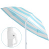 Parasol plażowy biało-niebieski, stalowy, z nachyleniem, średnica 180 cm, wysokość 200 cm, maszt 32 mm