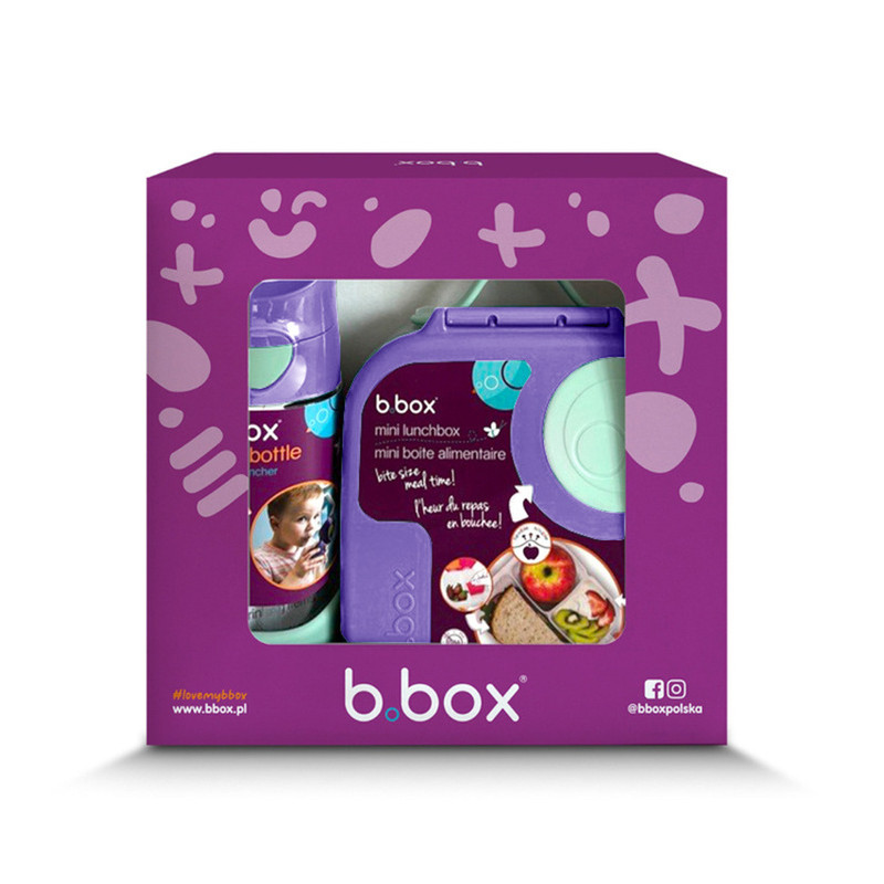 B.BOX 62351 Zestaw Mini Lunchbox + butelka tritanowa ze słomką 450 ml Lilac Pop
