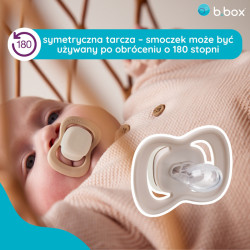 B.BOX BB300711 Smoczek silikonowy symetryczny 0-6m 2 szt glow in the dark róż/latte