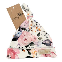 BABY 01088 Czapka niemowlęca smerfetka Pastel Roses 3-6m