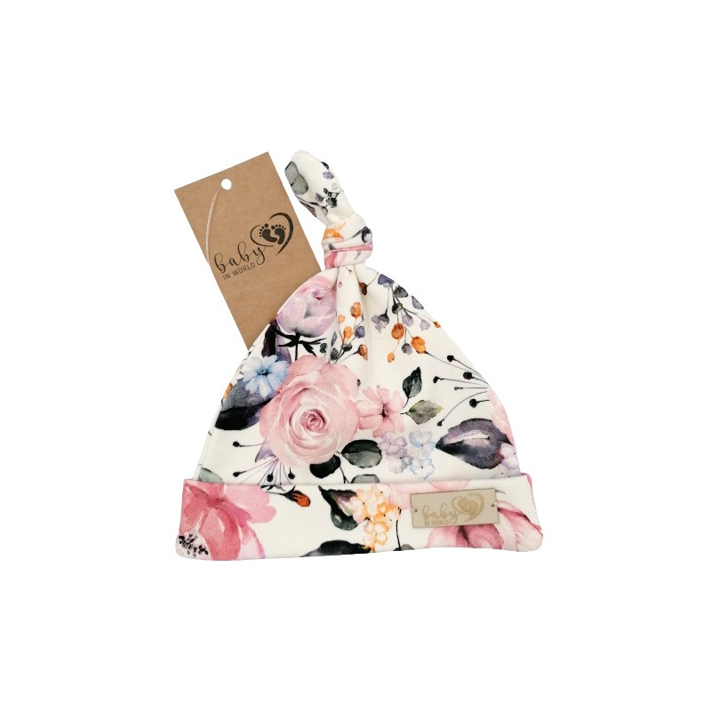 BABY 01103 Czapka niemowlęca smerfetka Pastel Roses 7-12m