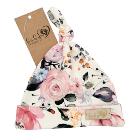 BABY 01103 Czapka niemowlęca smerfetka Pastel Roses 7-12m