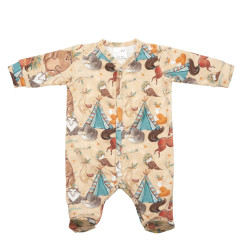 BABY 01393 Pajac niemowlęcy dł rękaw Boho Misiek 56/62