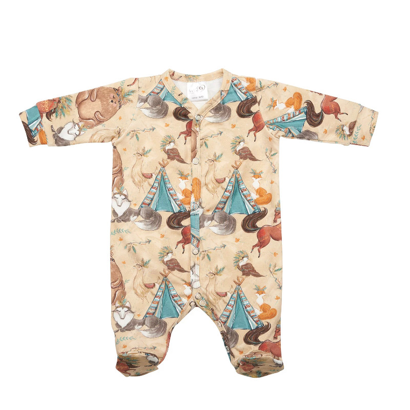 BABY 01393 Pajac niemowlęcy dł rękaw Boho Misiek 56/62