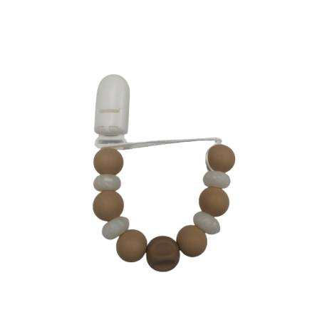 BABY 01433 Zawieszka do smoczka silikonowa BEIGE/PEARL