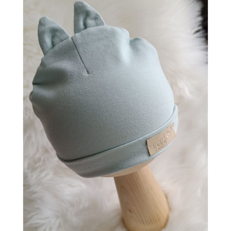 BABY 01574 Czapka niemowlęca z uszami jersey Teal 6-9m*