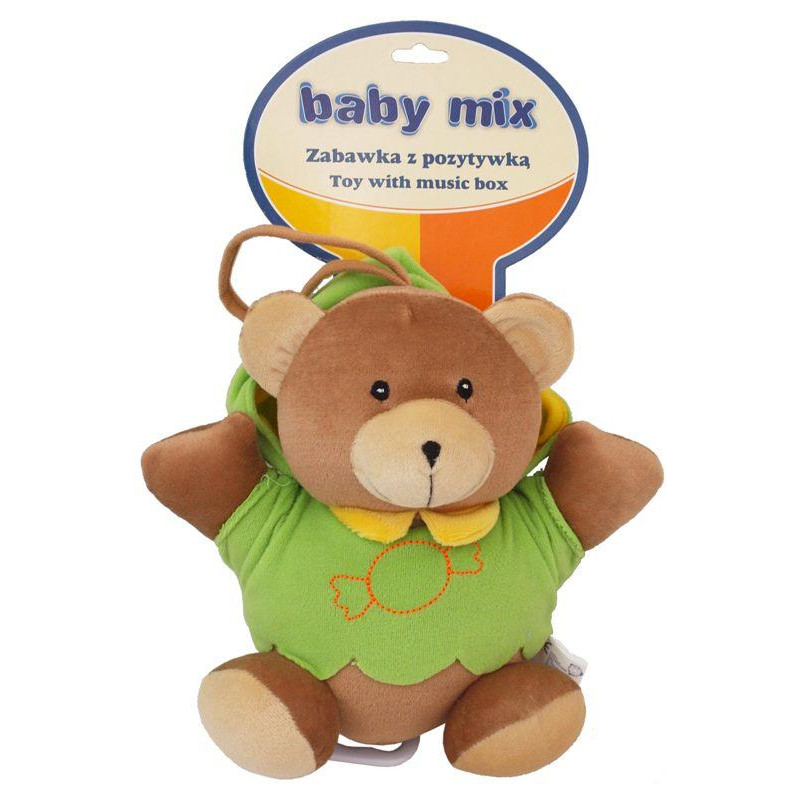 BABY MIX TK/P/1034-0700 Pozytywka pluszowa Miś w zielonym kubraczku 46552
