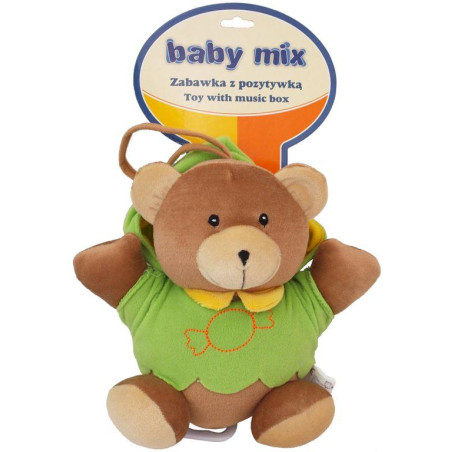 BABY MIX TK/P/1034-0700 Pozytywka pluszowa Miś w zielonym kubraczku 46552