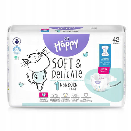 BELLA Baby Happy Pieluszki dla dzieci 1 NEWBORN 2-5 kg 42 szt.