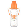 CANPOL 11/845 Butelka standardowa z uchwytami 250ml CUTE ANIMALS pomarańczowa