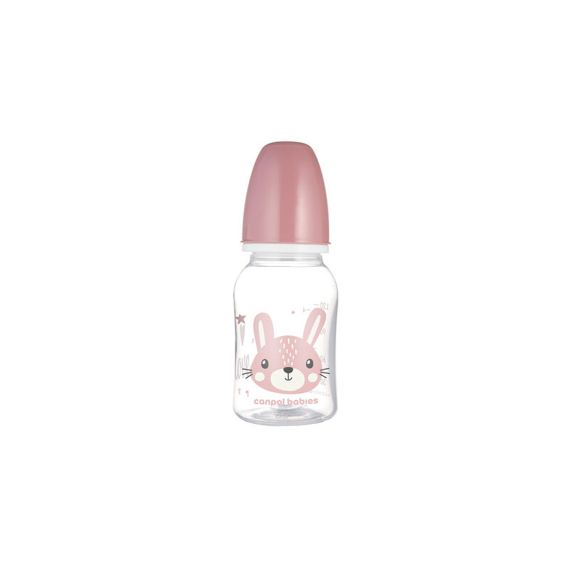 CANPOL 11/851 Butelka standardowa 120ml CUTE ANIMALS różowa