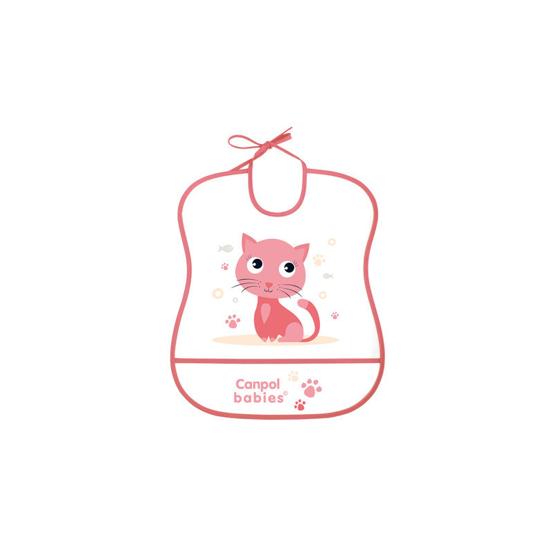 CANPOL 2/919 Śliniak plastikowy miękki - pink cat