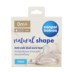 CANPOL 21/750 Smoczek dwustrefowy Natural Shape 0m + 2 szt