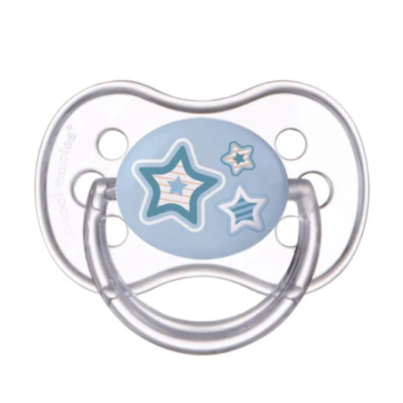 CANPOL 22/562 Smoczek uspokajający silikonowy okrągły 0-6 m-cy Newborn baby niebieski