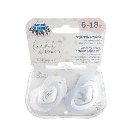 CANPOL 22/651 Smoczek uspokajający silikonowy symetryczny 6-18 m Royal Baby niebieski