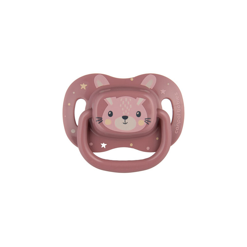 CANPOL 34/925 Smoczek uspokajający silikonowy 6-18 m symetryczny Cute Animals różowy