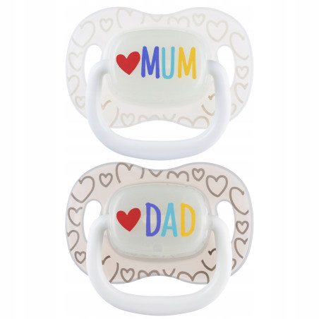 CANPOL 34/939 Smoczek uspokajający silikonowy  symetryczny 0-6m LoveMum&Dad 2 szt