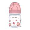 CANPOL 35/216 Butelka szerokootworowa antykolkowa Easystart Newborn Baby 120 ml różowe kwiaty