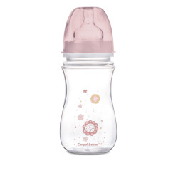 CANPOL 35/217 Butelka szerokootworowa antykolkowa Easystart Newborn Baby 240 ml różowe kwiatki