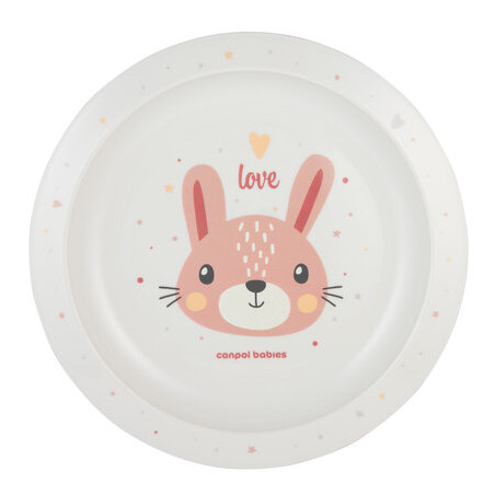 CANPOL 4/411_pin2 Talerz plastikowy Cute Animals róż