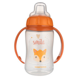 CANPOL 56/512 Kubek treningowy z miękkim ustnikiem 320ml CUTE ANIMALS pomarańczowy