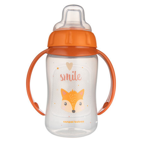CANPOL 56/512 Kubek treningowy z miękkim ustnikiem 320ml CUTE ANIMALS pomarańczowy
