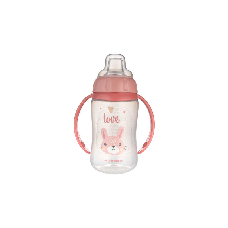 CANPOL 56/512_pink2 Kubek treningowy z miękkim ustnikiem 320 ml CUTE ANIMALS