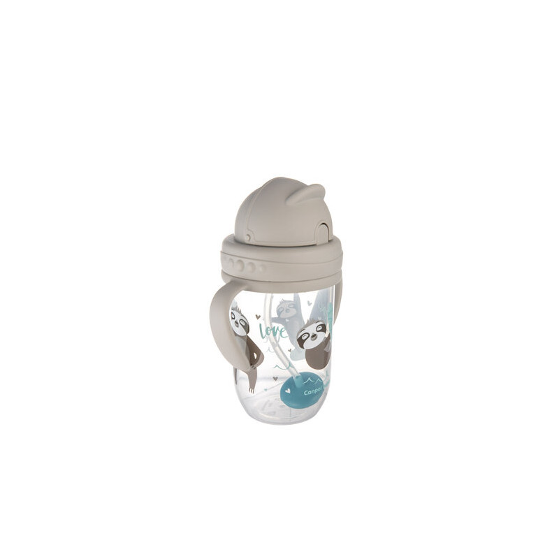 CANPOL 56/606 Kubek niekapek z rurką i odważnikiem 270 ml Exotic szary