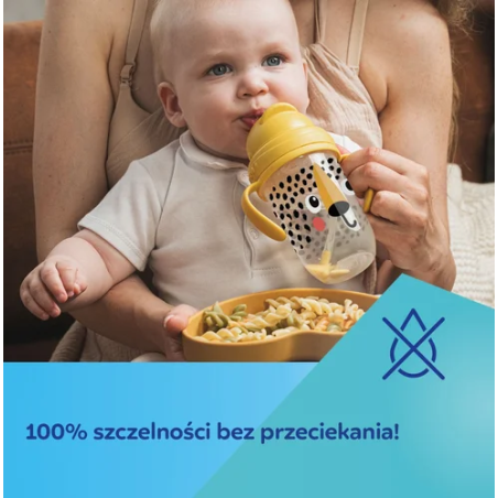 CANPOL 56/617 Kubek niekapek z rurkąi odważnikiem BabiesBoo panda biały