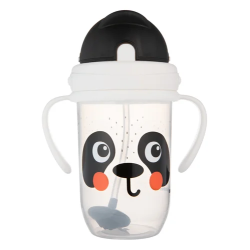 CANPOL 56/617 Kubek niekapek z rurkąi odważnikiem BabiesBoo panda biały