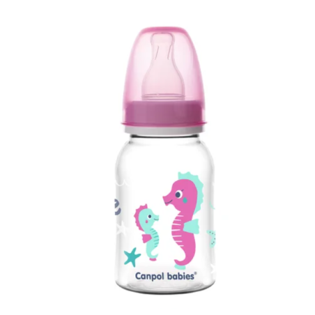 CANPOL 59/300 Butelka wąska 120ml PP LOVE&SEA różowa