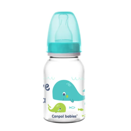 CANPOL 59/300 Butelka wąska 120ml PP LOVE&SEA turkusowy