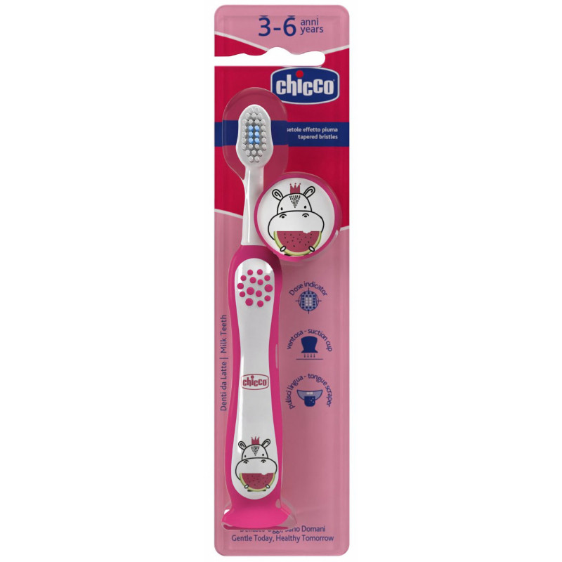 CHICCO 00012083000000 Szczoteczka do mycia zębów Hipcio 3-6l