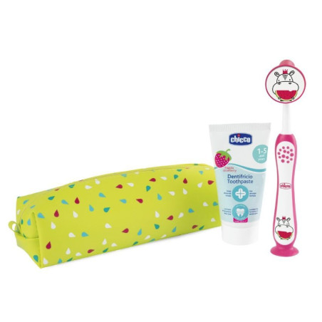 CHICCO 00012099100000 Zestaw pasta+szczotka+etui Hippo 3-6l