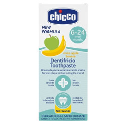CHICCO 00012101000000 Pasta do zębów jabłkowo-bananowa bez fluoru 50 ml 6-24m