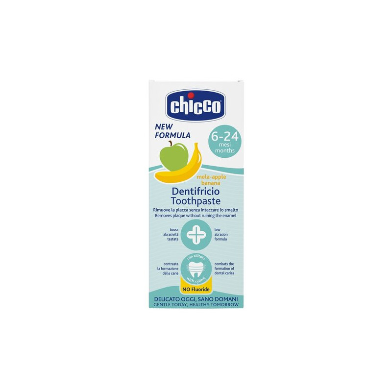 CHICCO 00012101000000 Pasta do zębów jabłkowo-bananowa bez fluoru 50 ml 6-24m