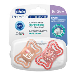 CHICCO 00071039110000 Smoczek PHYSIO LIGHT 16-36M sil 2 szt róż