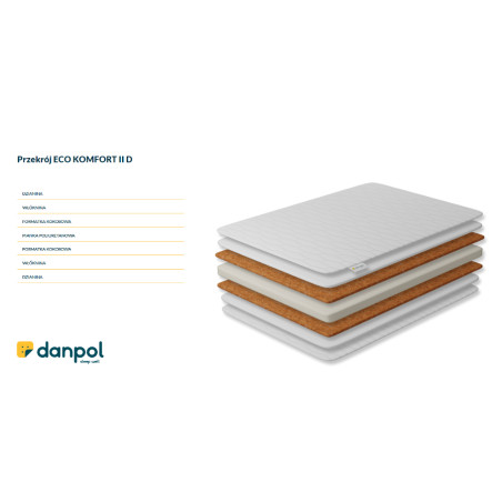 DANPOL Materac kokos-pianka-kokos 140x70x8 KOMFORT II T18MP
