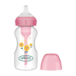 Dr.Browns WB91801 Butelka szeroka szyjka 270ml Options+ różowa dekor słoneczniki