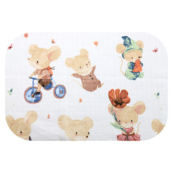 EGA Pielucha tetra druk 70x80 MYSZKA BEŻ NA ROWERZE 0480 cena za 1szt / pakowane po 5szt