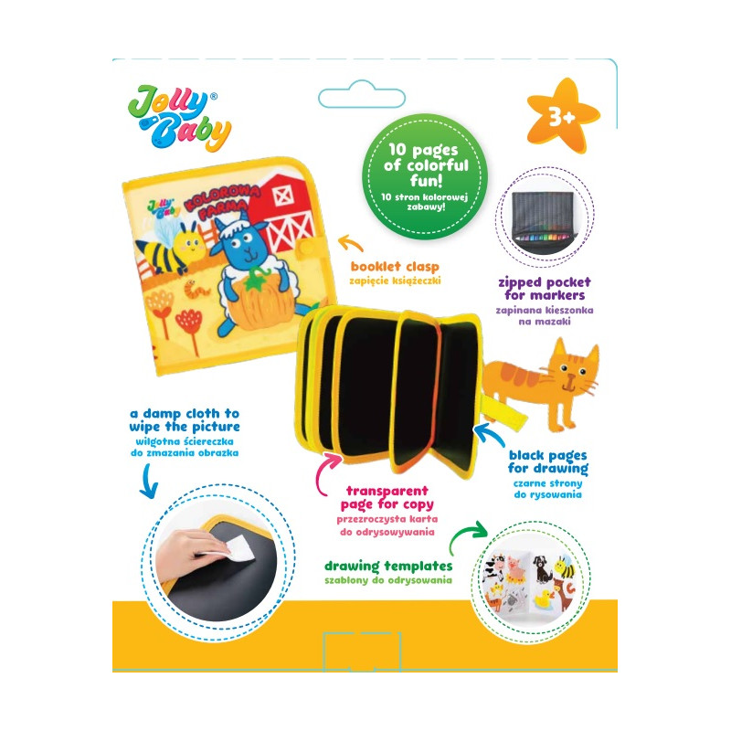JOLLYBABY JB 82601 Książeczka do rysowania kolorowa farma
