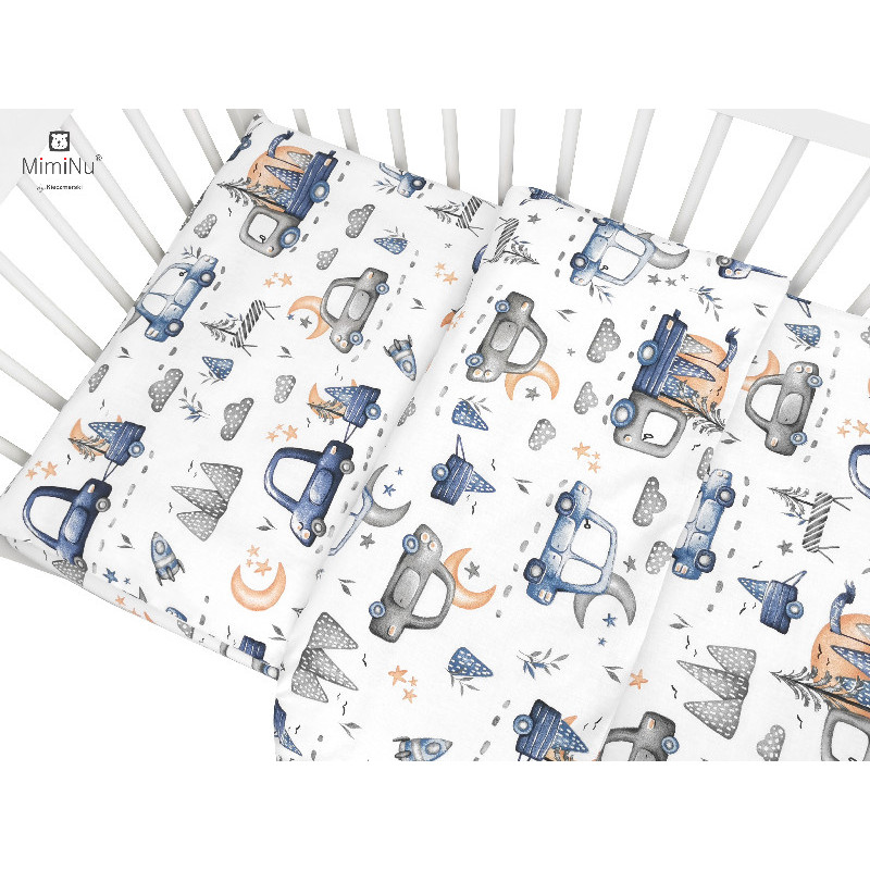 KIECZMERSKI Pościel C-2 100x135 cm MIMINU DESIGN Samochodziki niebieskie bawełna 100%