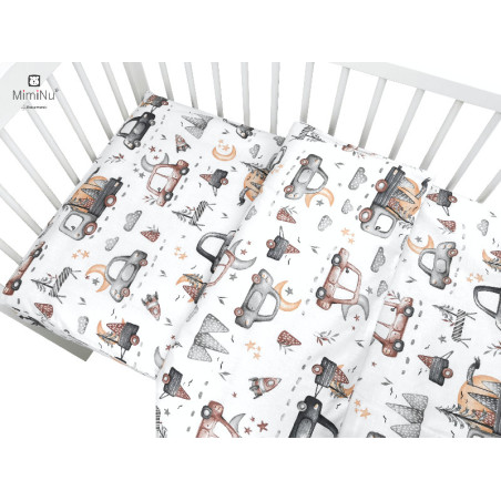 KIECZMERSKI Pościel C-2 100x135 cm MIMINU DESIGN Samochodziki szare bawełna 100%