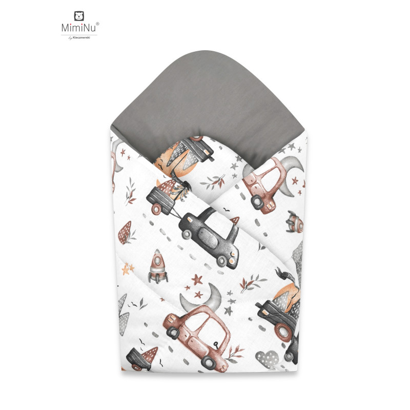 KIECZMERSKI Rożek usztywniony 75x75 cm MIMINU DESIGN Samochodziki szare bawełna 100%