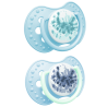 LOVI 22/917 Smoczek silikonowy dynamiczny 0-3 m 2 szt Tie Dye Blue Boy