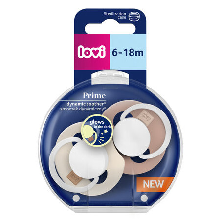 LOVI 34/437 Smoczek silikonowy dynamiczny Prime 6-18m 2 szt Ivory Glov/Blush Glow