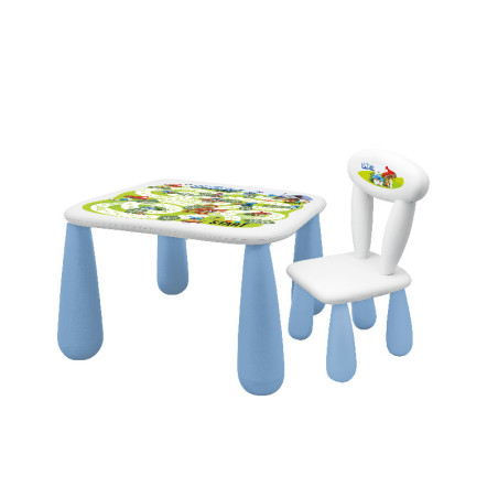 MALTEX SET LUNA SMERFY Stolik dla dzieci + krzesełko biały/niebieski