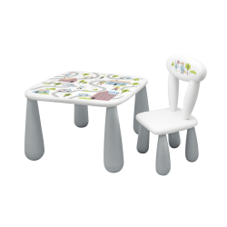 MALTEX SET LUNA TOWN Stolik dla dzieci + krzesełko biały/szary