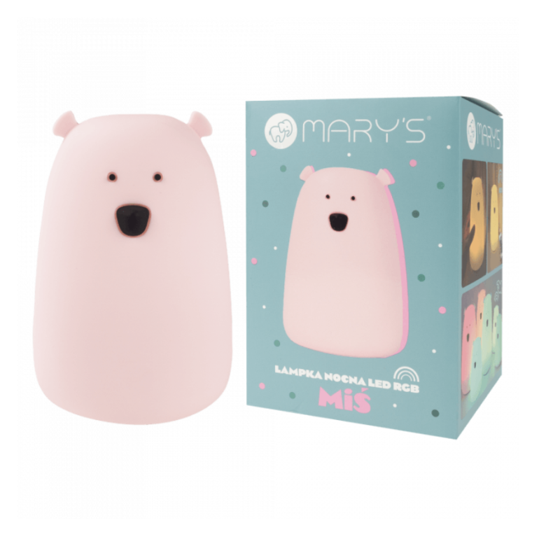 MARY'S MW20787 Lampka LED Miś duży różowy RGB+WW+RC z pilotem